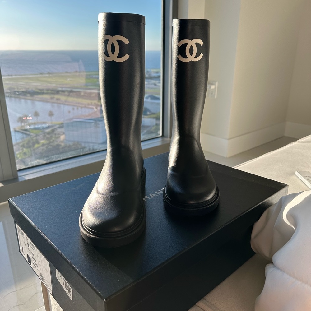 Chanel rain boots